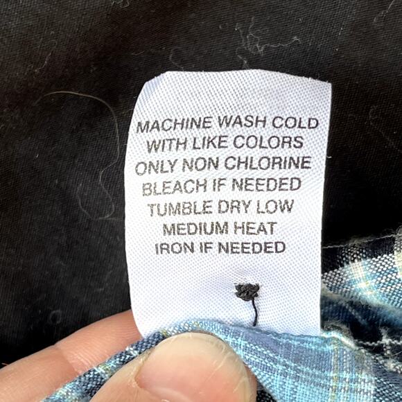 Moonshine Spirit Blue Plaid Western Slim Fit Shirt Pearl Snap Button Mens S - Picture 10 of 10